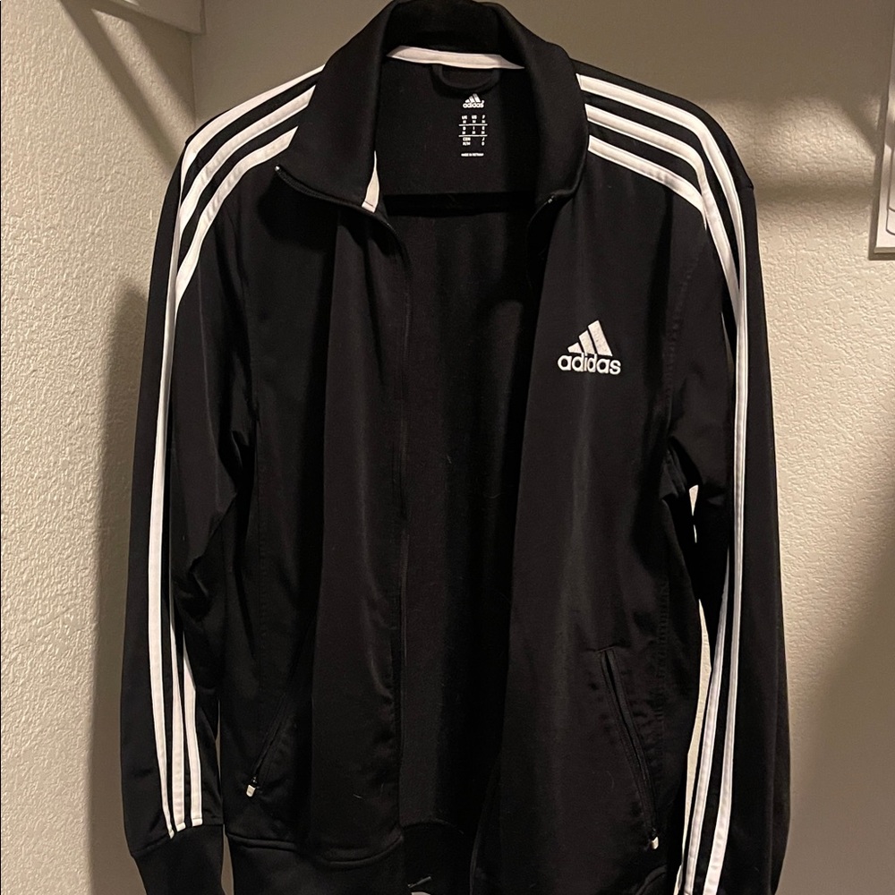 Adidas Black Jacket with White Accents